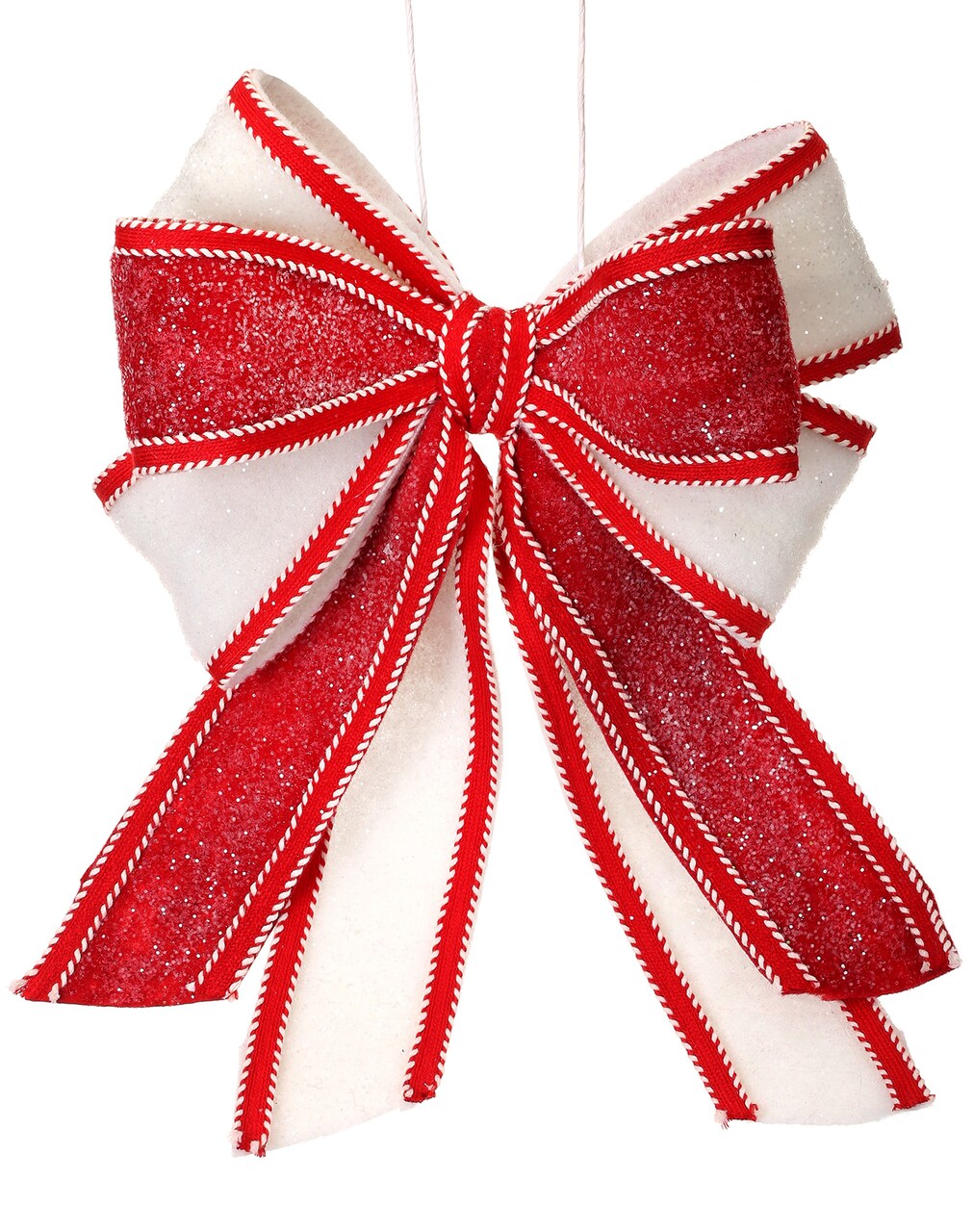 Contemporary Home Living 16" Glittered Candy Christmas Bow with Wires